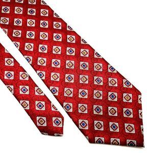 Pierre Cardin Silk Tie Print Red‎ Geometric Wide